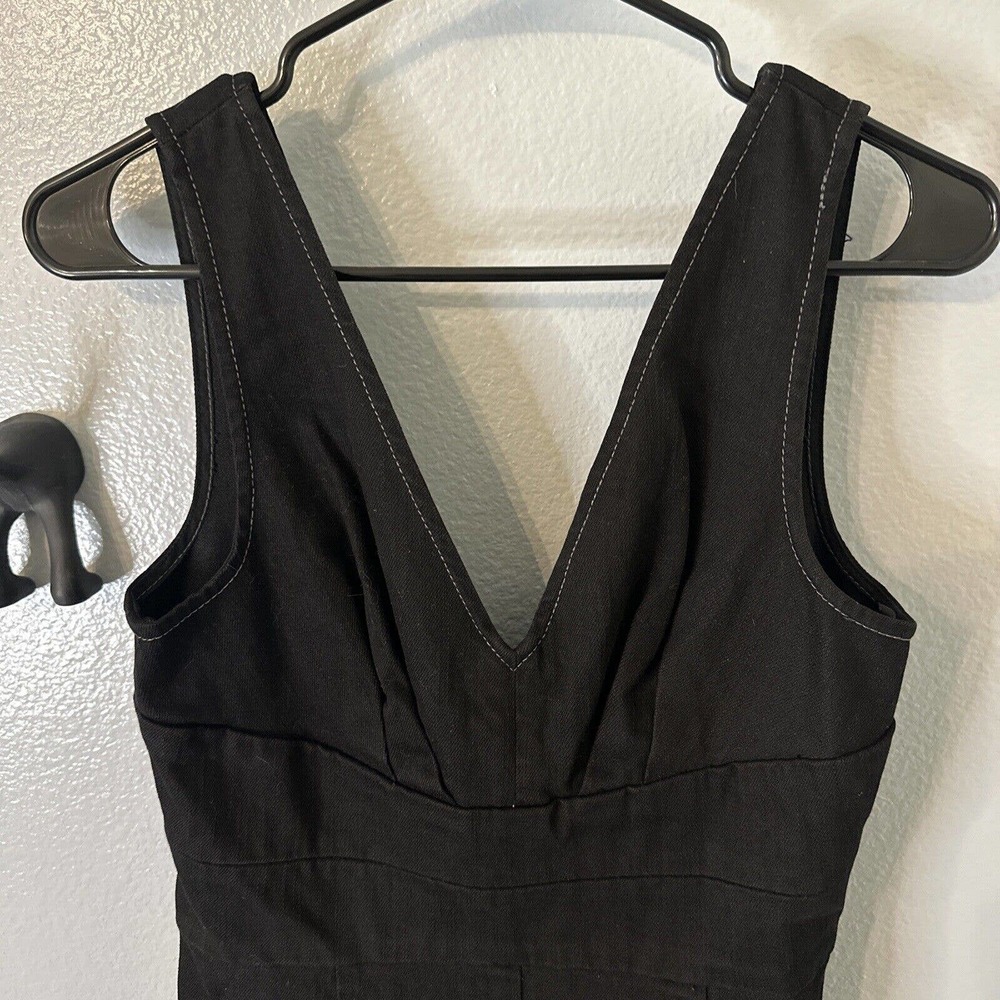 Rachel Zoe Sheath Dress 2 Black Sleeveless Pleated Ruffle‎ Hem Denim Bridget NEW - Picture 2 of 10